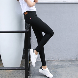 高腰小脚裤 外穿春秋薄款 加长大码 女裤 加长版 子紧身弹力长裤 打底裤