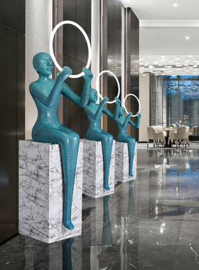 人形艺术雕塑落地灯酒店大堂现代