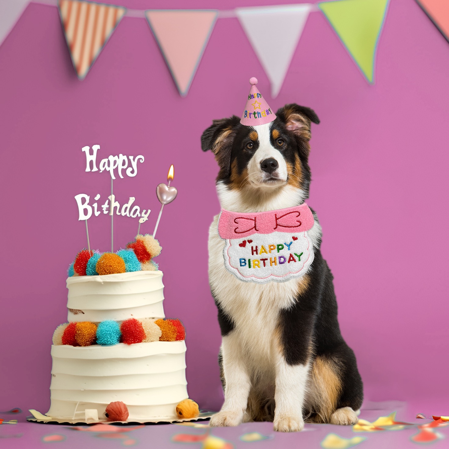 哈士奇大号围巾大型犬帽子宠物套装狗狗装扮生日阿拉斯加萨摩耶