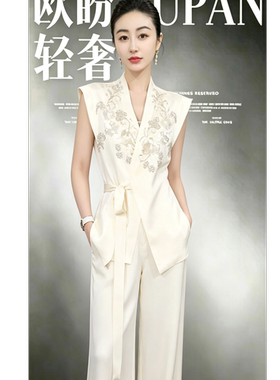 2026夏季新款轻奢高级感重工钉花气质复古新中式西服套装女1075