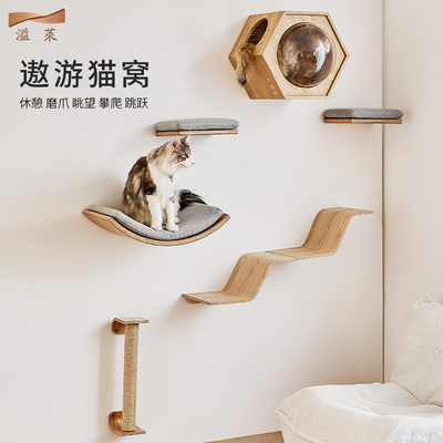 溢莱太空舱上墙猫窝猫爬架小户型不占地四季通用墙壁式水曲柳定制