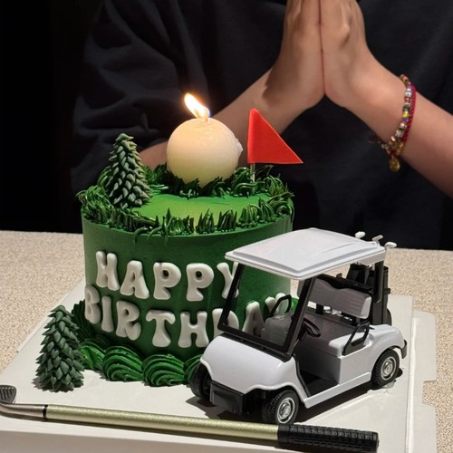 网红休闲体育高尔夫蛋糕装饰创意男士运动生日高级Golf球蜡烛插件