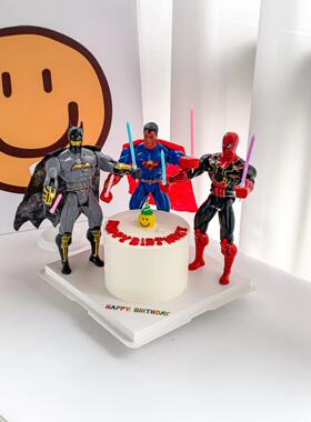 生日蛋糕装饰摆件美国队长复仇者蜘蛛侠蝙蝠侠超人烘焙西点装扮