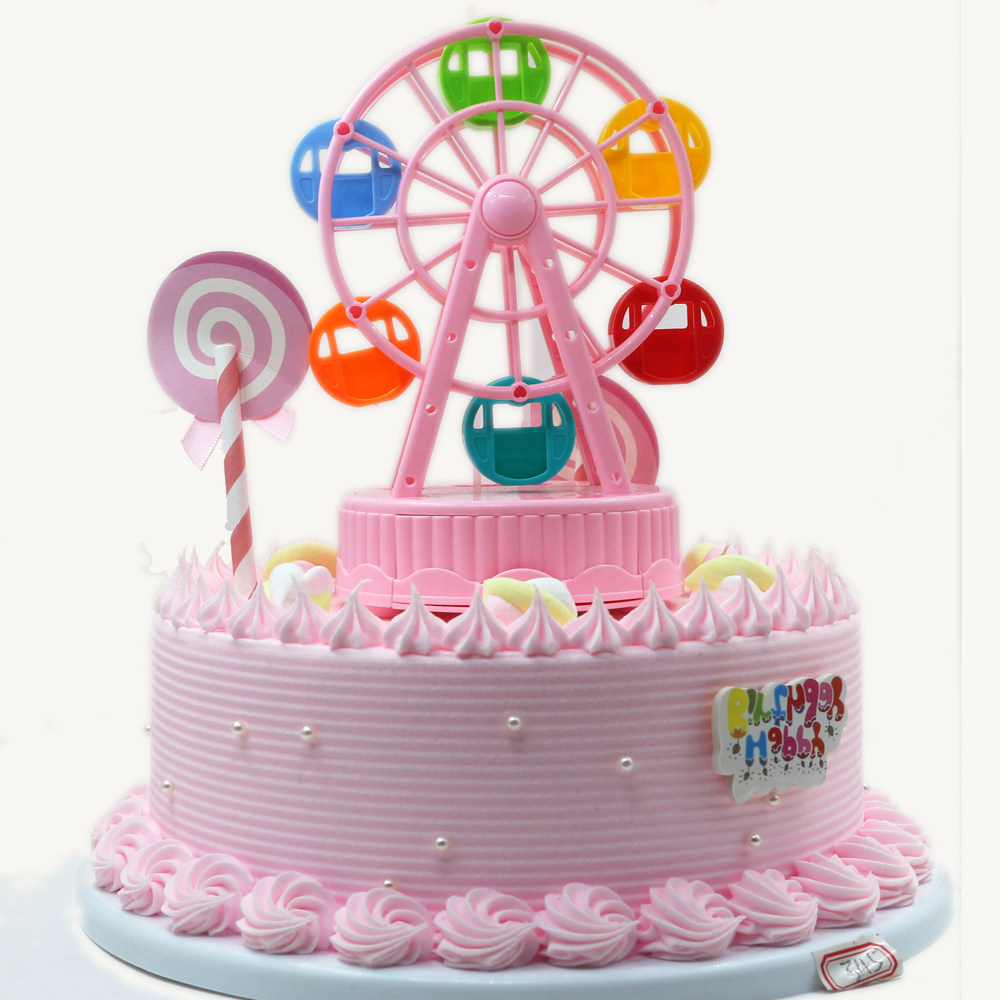 生日蛋糕装饰摆件摩天轮儿童 男孩女孩礼物音乐烘焙西点卡通场景