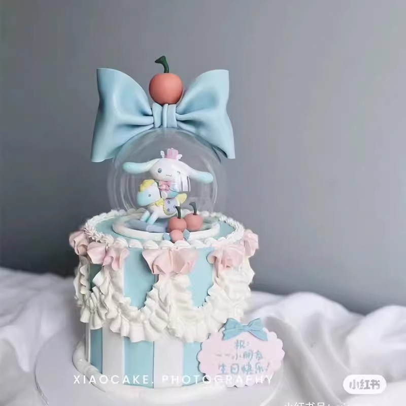 网红旋转木马蛋糕装饰开小汽车三丽鸥美乐蒂骑马库洛米插件摆件