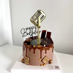 话筒麦霸歌神音乐器材主题蛋糕装饰摆件麦克风蛋糕装饰摆件
