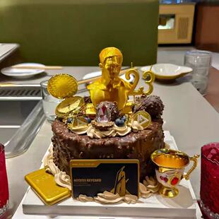 三角洲行动蛋糕装 饰摆件插件插牌房卡金条金怀表酒杯男生男神生日