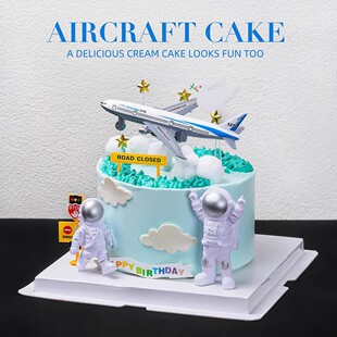 儿童生日飞机蛋糕装饰摆件飞机战斗机模型有回力航天飞机蛋糕配件