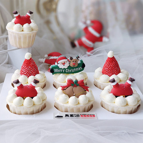 蛋糕插件圣诞老人摆件