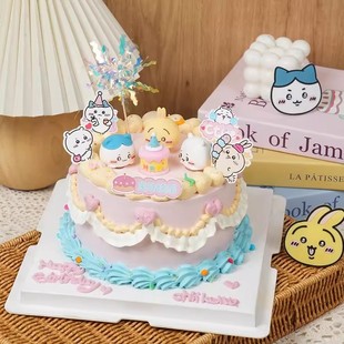 网红chiikawa小八蛋糕装饰卡通乌萨奇小八吉伊软胶儿童甜品摆件