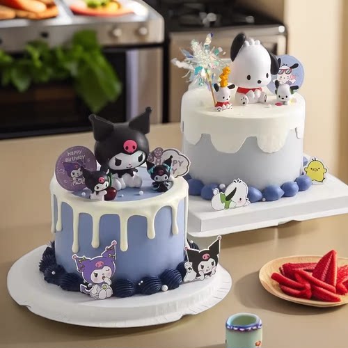 儿童生日蛋糕装饰卡通库洛米摆件网红帕恰狗插件生日快乐烘焙插牌
