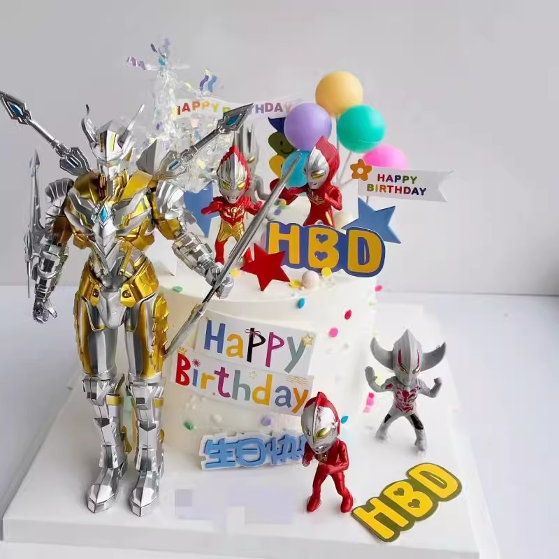 机甲奥特曼儿童玩具蛋摆件赛罗男孩生日蛋糕迪迦银河捷德泽塔