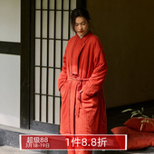 朵朵可可睡衣女冬季 系带加厚长袍纯棉提花加绒夹棉睡袍节庆家居服