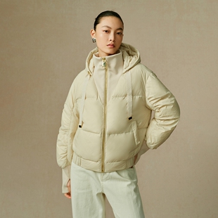 2564489、艾莱依ERAL 国风复古连帽翻领羽绒服清仓处理