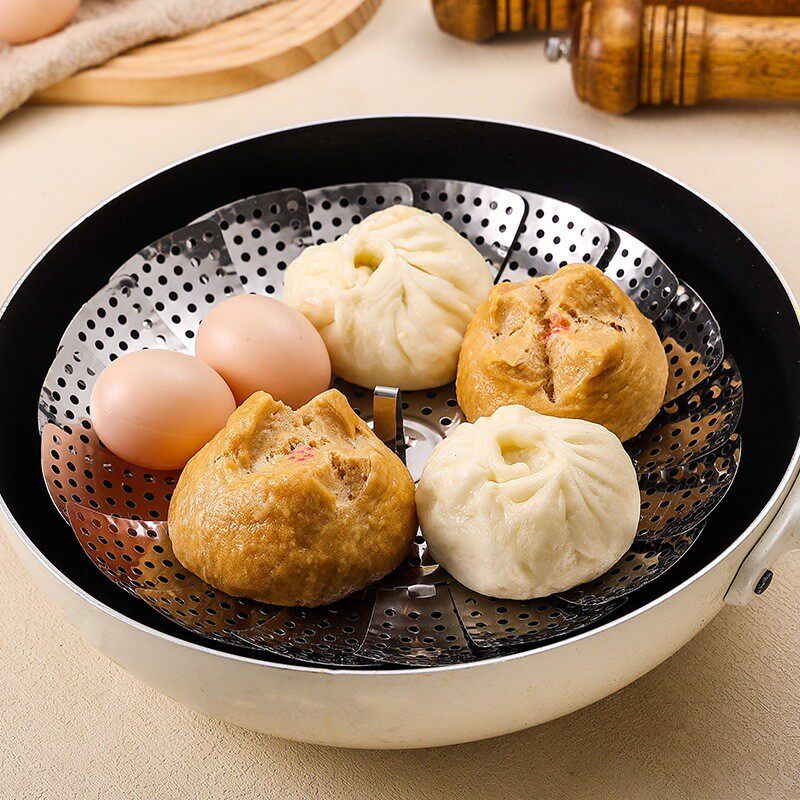 不锈钢多用折叠蒸笼盘 隔水蒸格蒸菜伸缩易收纳家用蒸屉蒸笼
