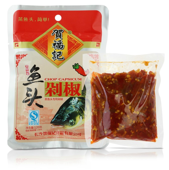 湖南特产 贺福记红鱼头剁椒 120g 剁辣椒调料酱 辣椒酱 剁椒鱼头