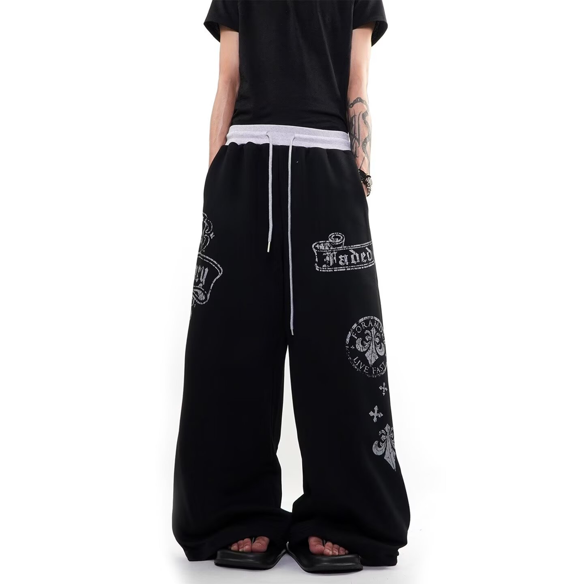 美妞之城女童洋气印花休闲运动裤休闲裤中大童裤子 加厚 两用裤脚