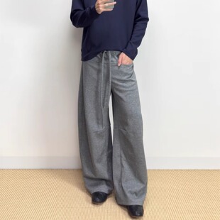 美式高级感弯刀休闲通勤卫裤男秋冬季直筒宽松阔腿垂感运动长裤子