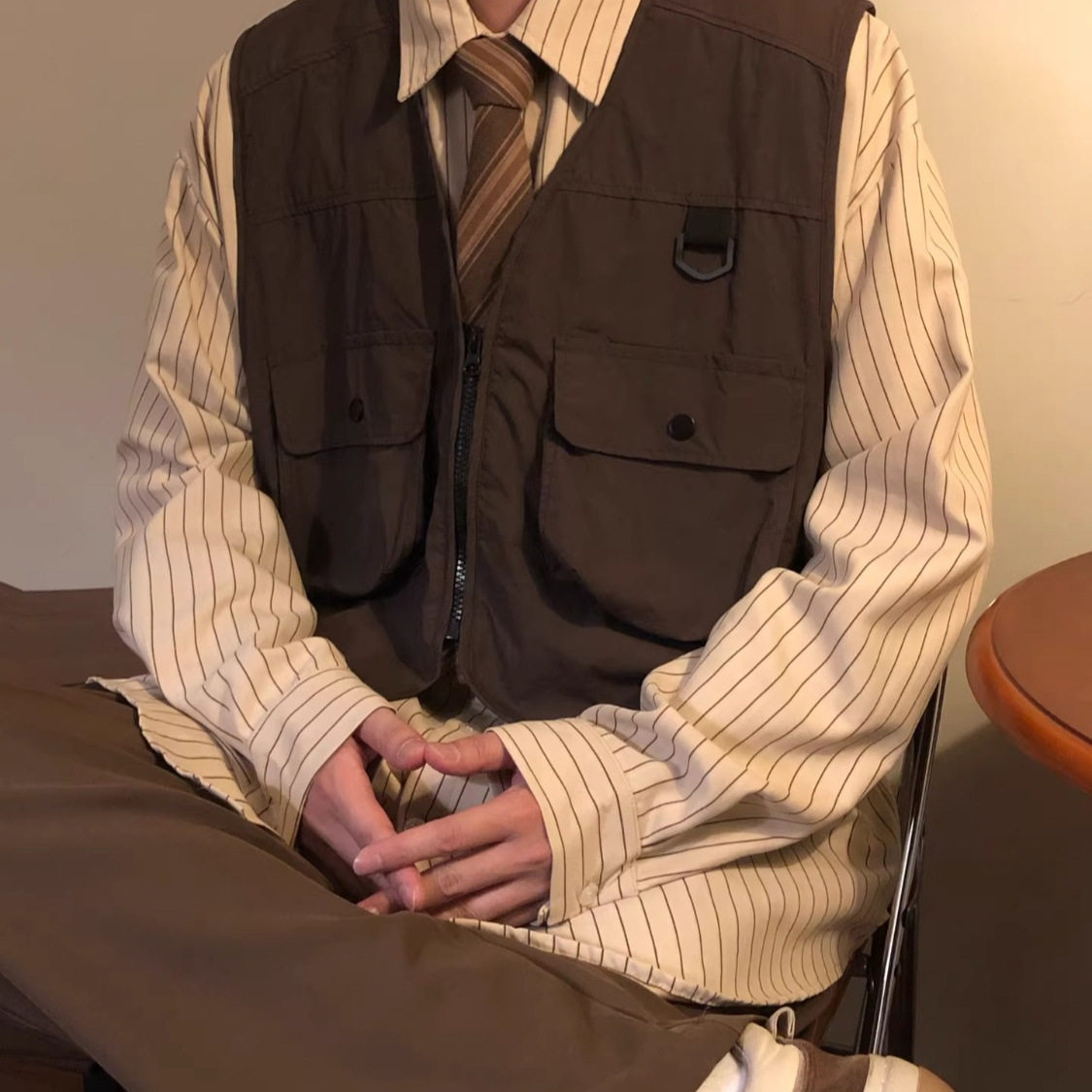 复古多口袋工装马甲男日系潮牌宽松国潮机能bf风休闲坎肩背心外套