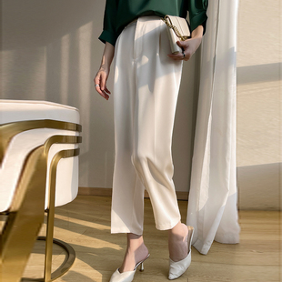 醋酸缎面小个子哈伦裤 休闲直筒高腰显瘦裤 女春夏季 高级感垂坠西裤