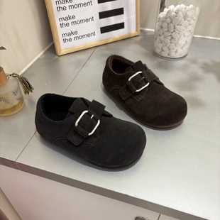 圆头休闲鞋 米新款 街拍内增高舒适套脚女鞋 加绒厚底勃肯鞋 2025冬款