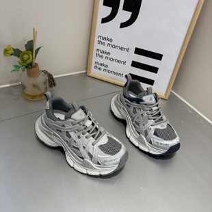 复古擦色街拍女鞋 米新款 雾灰色休闲运动鞋 上新厚底老爹鞋 2026春款