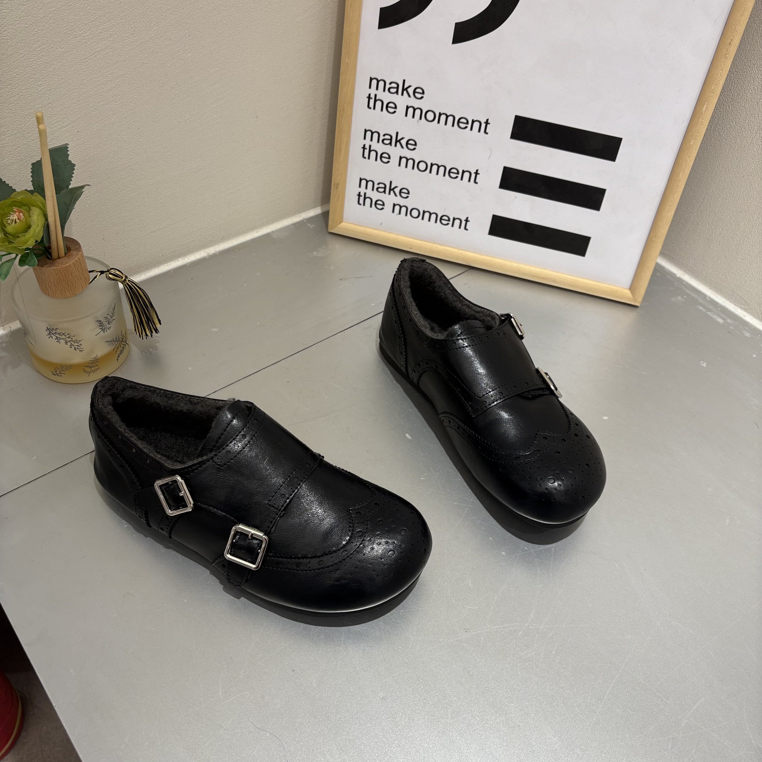 米新款2025冬季上新加绒棉鞋平底皮面博肯女鞋街拍乐福休闲布洛克,女鞋,勃肯鞋/软木鞋,淘宝优惠券,粉丝福利购,淘宝优惠卷