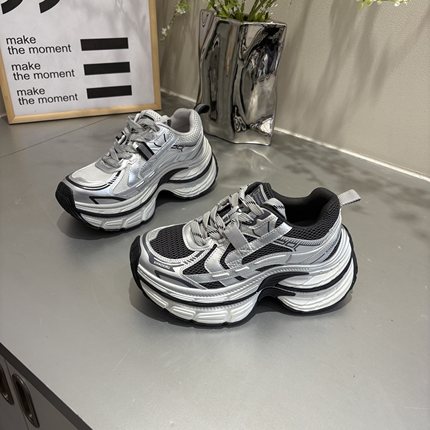 米新款欧洲站2026春上新厚底老爹鞋小个子增高7厘米松糕休闲运动