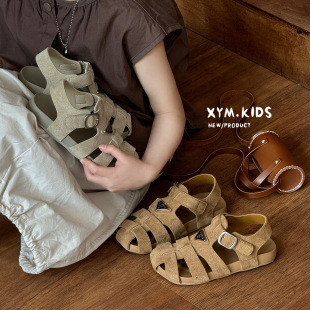 女童男童沙滩鞋 防踢护脚2026夏季 包头凉鞋 儿童勃肯鞋 中大童潮 新款