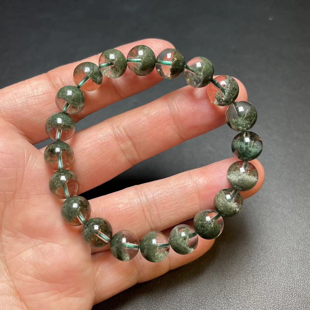 收藏级天然绿幽灵聚宝盆手链男女款式绿色水晶手串