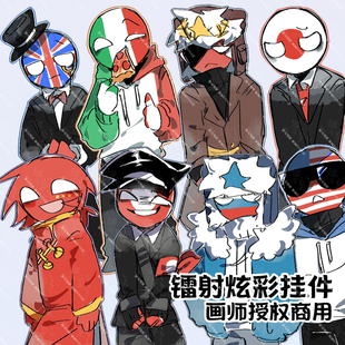 CH国拟CountryHumans原创同人周边CH俄苏美镭射星星扣挂件钥匙扣