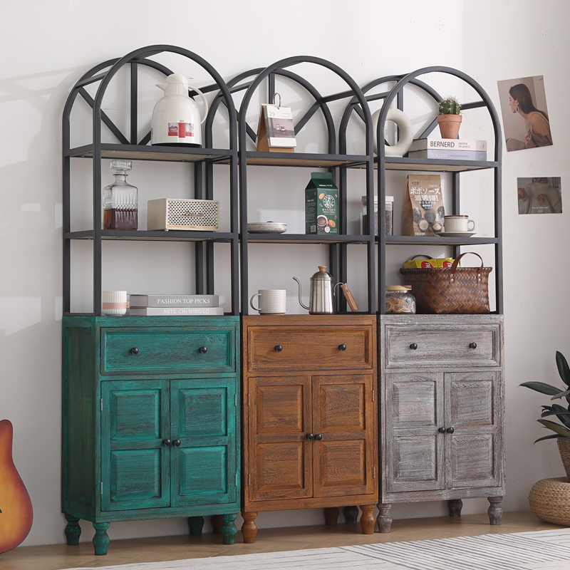 实木落地简易书架简约美式书柜多层收纳置物架子客厅展示收纳柜子