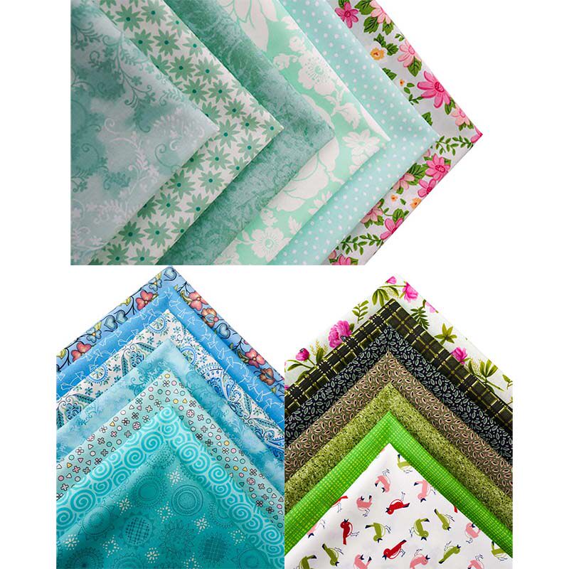 手工diy拼布布料 进美国进口MODA平纹图谱全棉布组面料 蓝绿色系