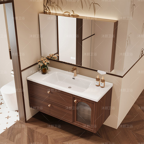 宋式美学壁挂式浴室柜组合