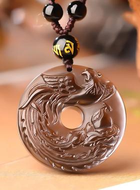 2024年属龙吉祥物冰种黑曜石吊坠