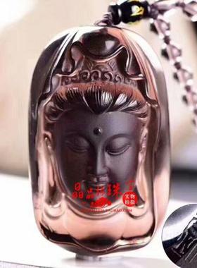 天然冰种黑曜石大日如来佛吊坠