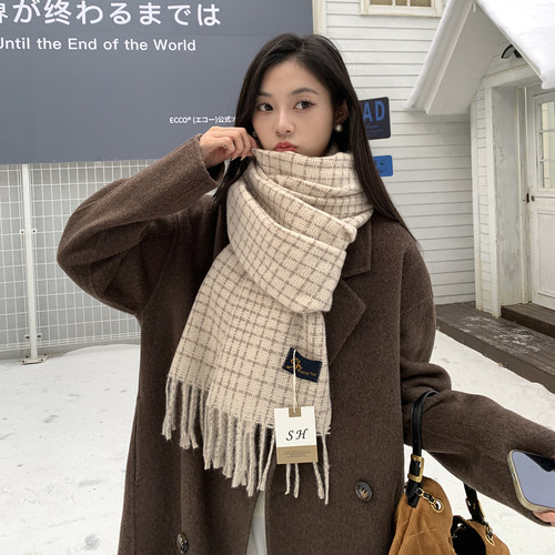 2025新款时尚格子围巾冬季韩版
