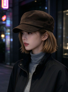 复古百搭秋冬女显脸小报童帽