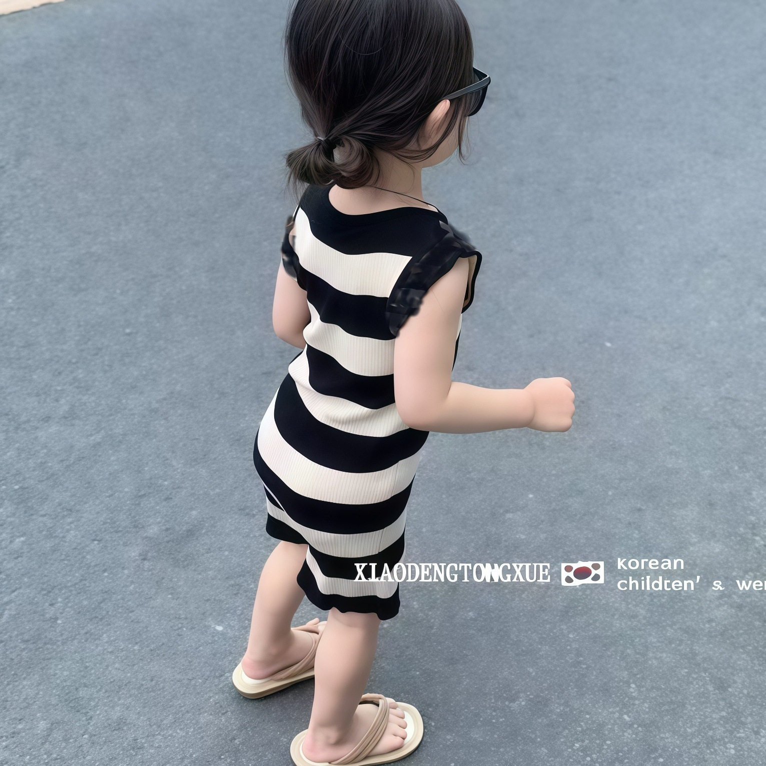 韩国女童夏装无袖连衣裙2025新款洋气儿童条纹裙子童装