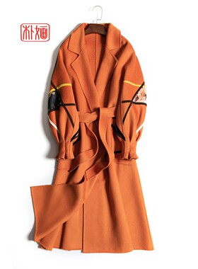 【PUHUA-朴婳】女装大衣春秋冬款9090 橙色