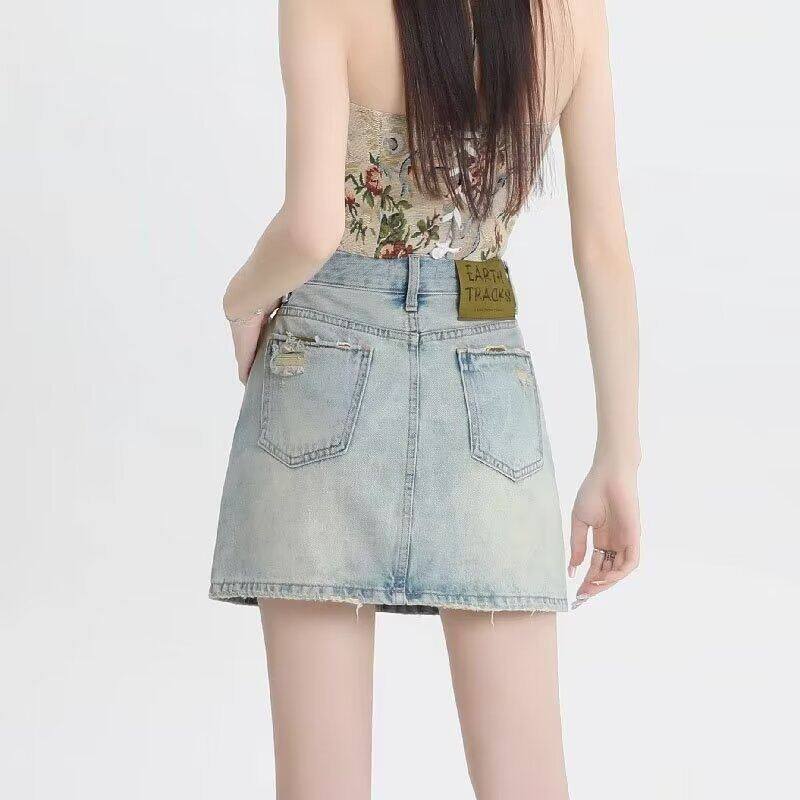 复古年韩版时尚2024小个子半身裙包臀女薄款夏季字a牛仔短裙新款