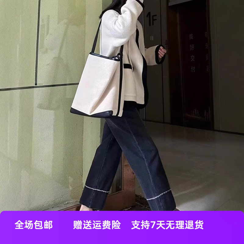春季极光直筒裤纹复古年新款子美式拖地显瘦女2025高腰阔腿牛仔裤
