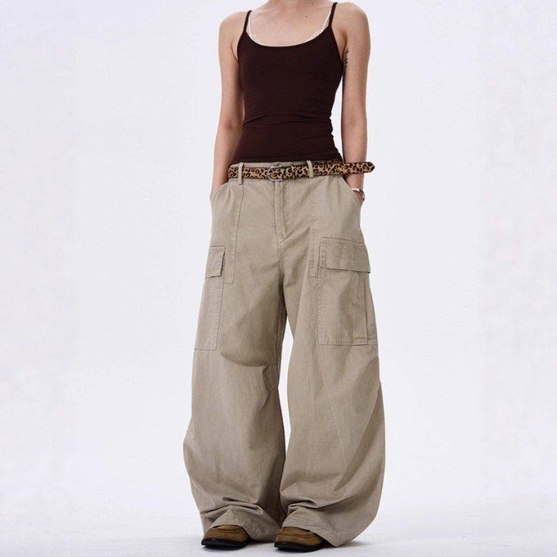 直筒潮牌2025廓形美式男女工装裤复古宽松阔腿慵懒休闲裤水洗拖地,女装/女士精品,休闲裤,淘宝优惠券,粉丝福利购,淘宝优惠卷