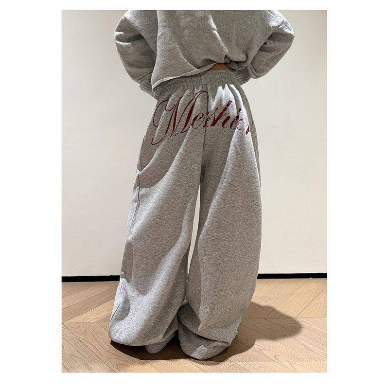 阔腿星星男女长休闲百搭风裤子卫裤垂感印花潮流慵懒拖地美式抽绳