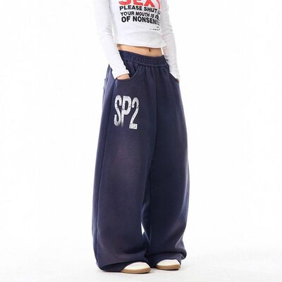 复古休闲裤松紧baggy街头美式男