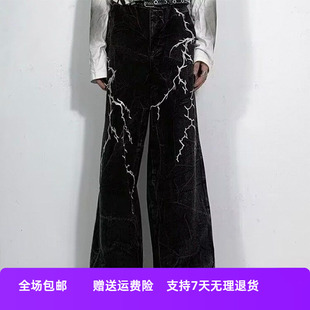 新美潮牛仔裤 洗水2025长裤 高街复古秋季 直筒牛仔做旧刺绣美式 女装