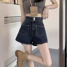 身材女夏妹妹显瘦热裤高腰牛仔短裤肚子字a梨形阔腿胖薄款遮大码