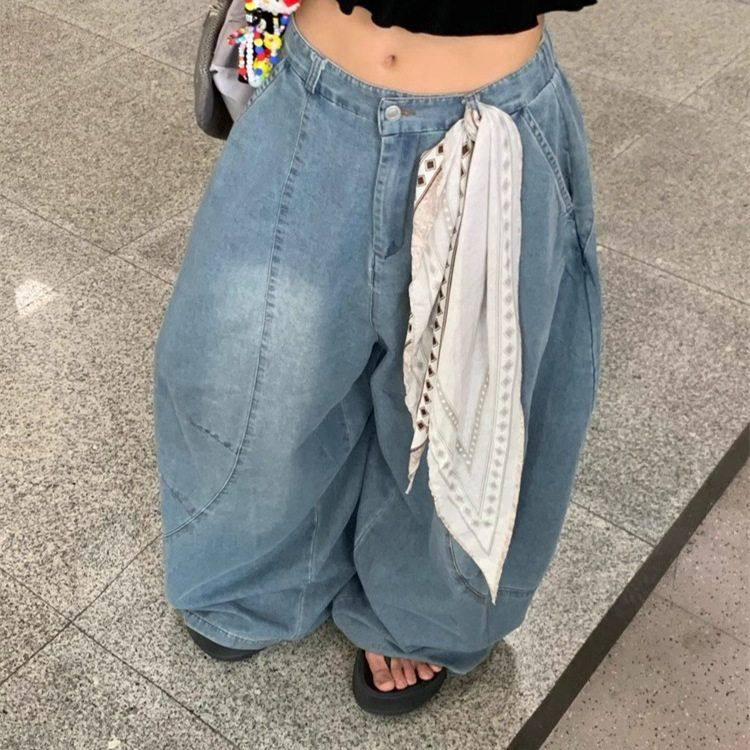 长年女夏季2025宽松阔腿裤直筒休闲百搭韩系高腰裤子牛仔新款显瘦,女装/女士精品,牛仔裤,淘宝优惠券,粉丝福利购,淘宝优惠卷