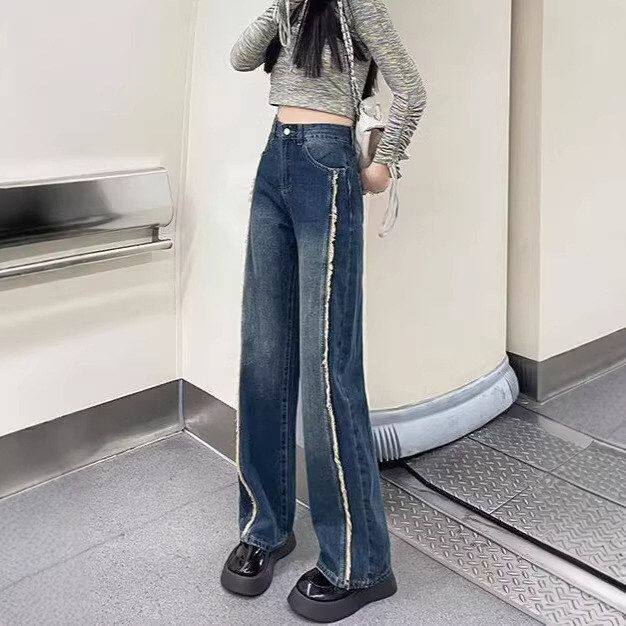 子牛仔裤春夏直筒垂感复古高腰阔腿裤宽松女年显瘦2026新款小个子