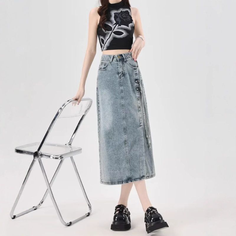 半身裙2025女国风高腰包臀牛仔